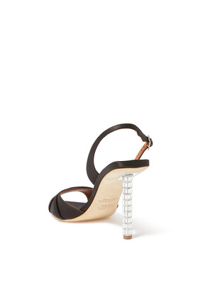 Joss 90 Mirror Embellished Satin Slingback Sandals